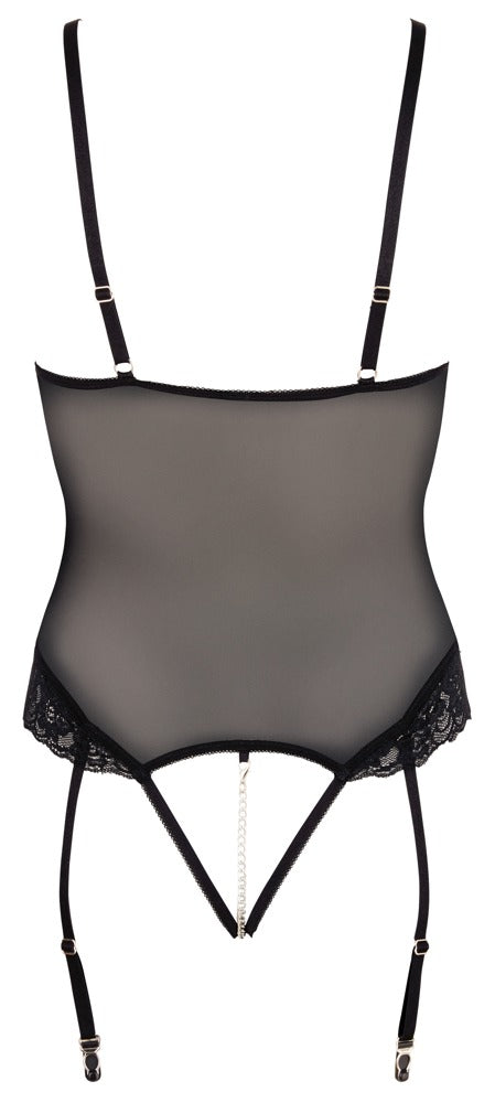 Body Open L Cottelli Bondage - Liguero Transparente con Cadena de Estimulación