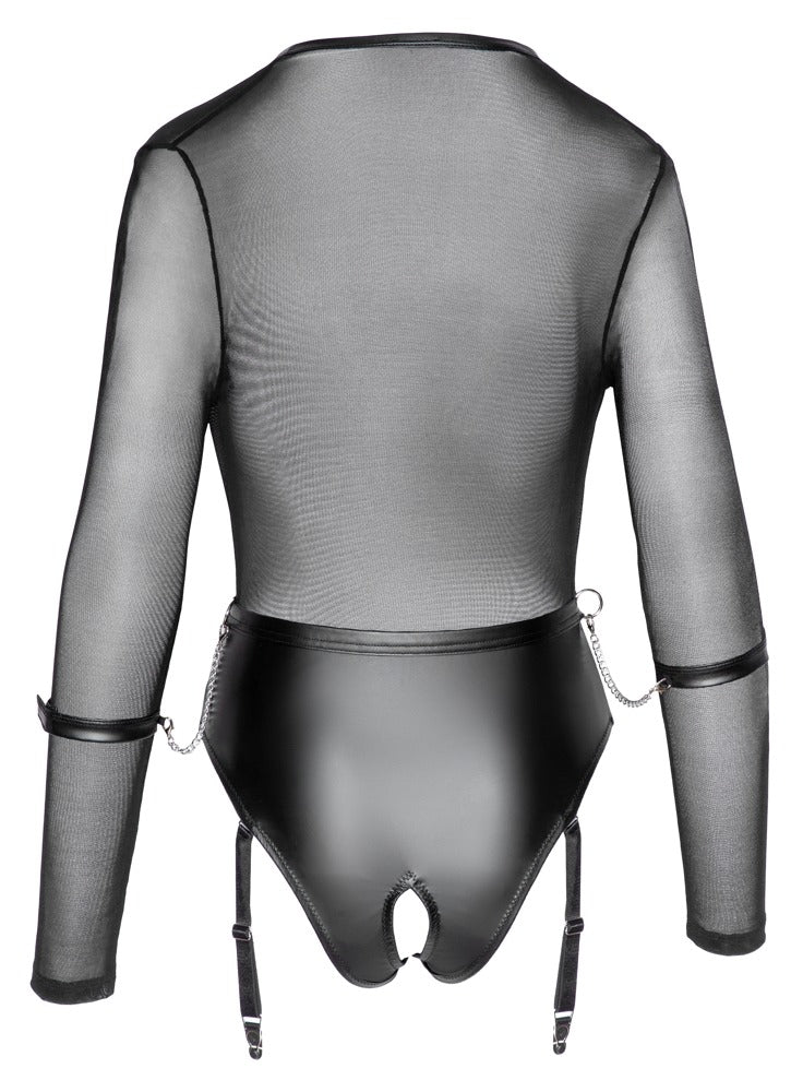 Body Black XL Cottelli BONDAGE - Monopieza Escotada con Accesorios