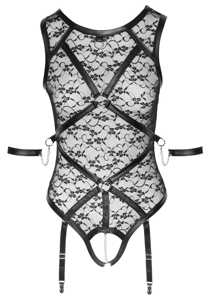 Body Black S Cottelli BONDAGE - Encaje con Arnés y Correas Ajustables