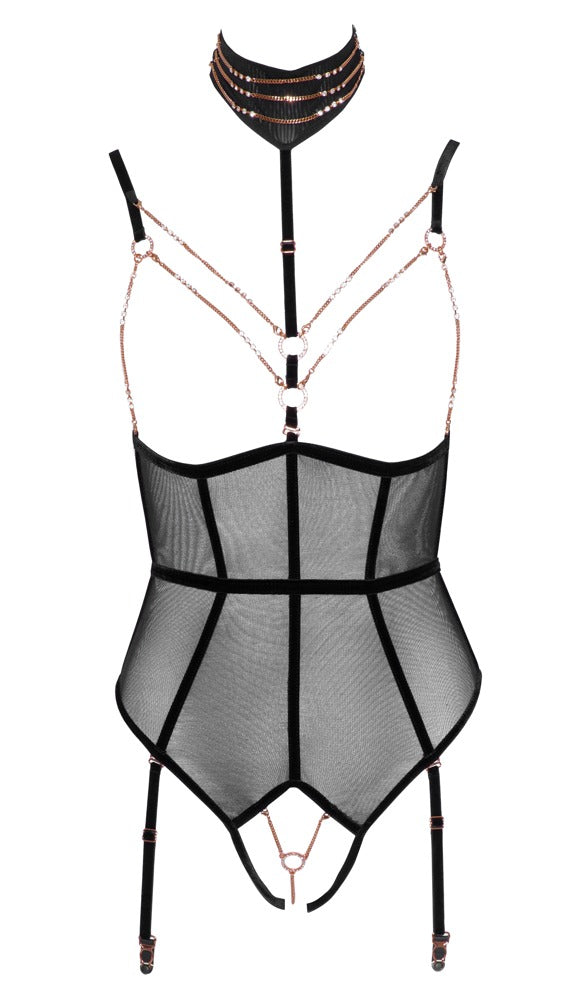 Body Decoration XL Abierta Fina - Powernet con Cadenas Doradas