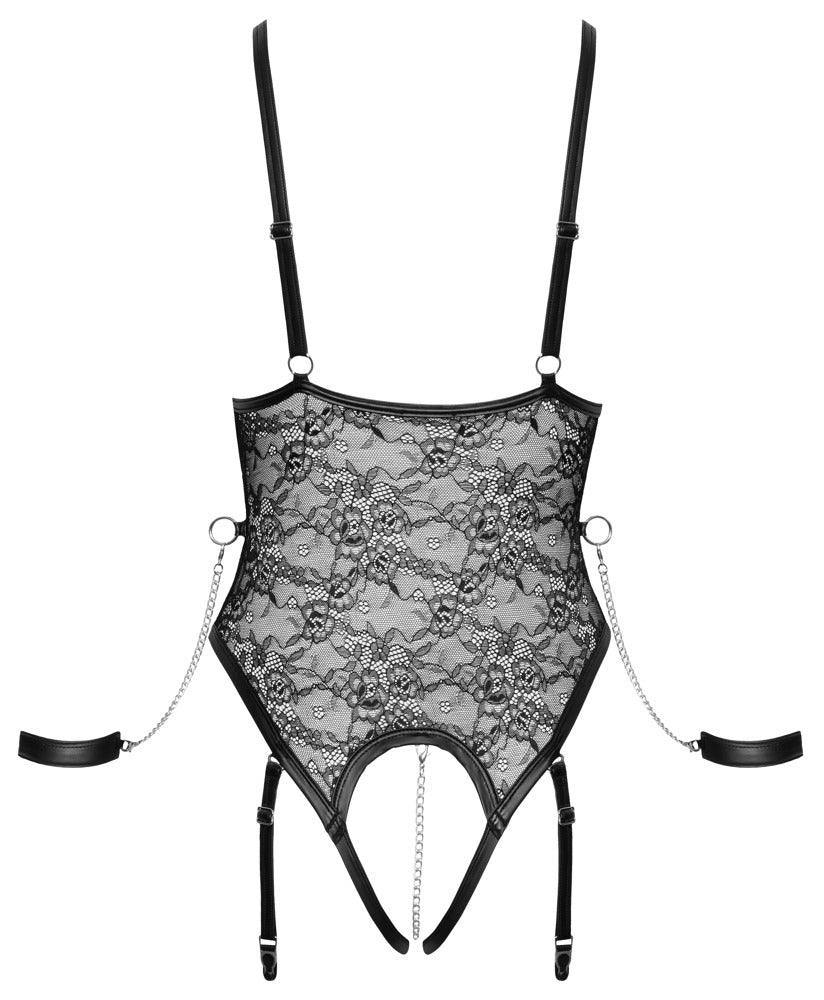 Body Bondage L Cottelli - Lencería Abierta con Cadena y Esposas