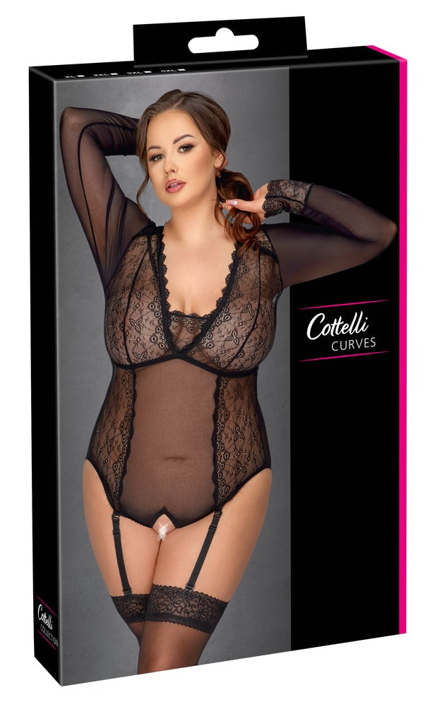 Body Lace Crotchless Cottelli Curves 4XL - Encaje Transparente
