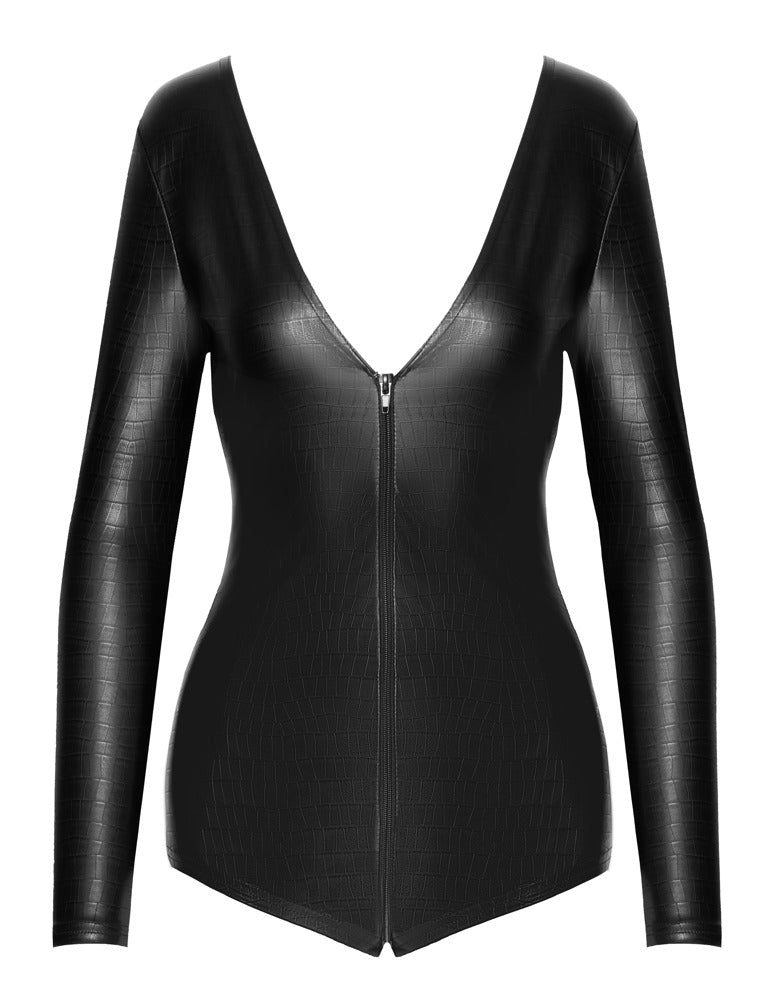 Body Largo Noir XL - Diseño Snakeskin con Cremallera