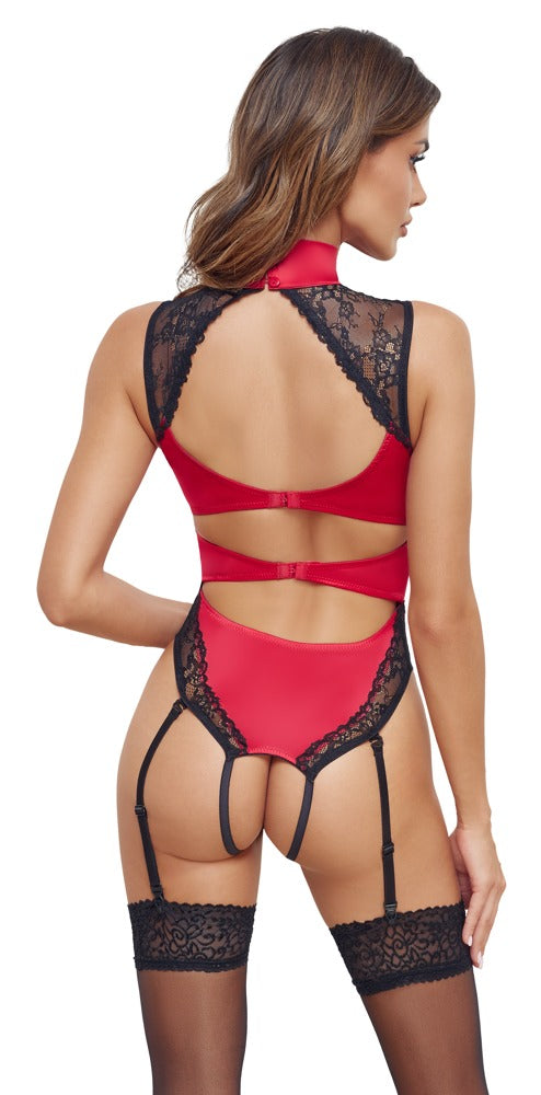 Body Cottelli Lingerie Rojo y Negro Talla XL - Satén y Encaje