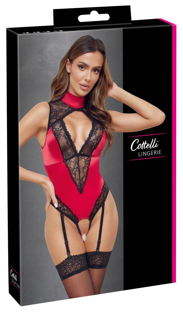Body Cottelli Lingerie Rojo y Negro Talla XL - Satén y Encaje