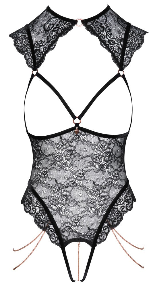 Open Lace Body L Negro - Encaje Floral Elástico Abierta Fina