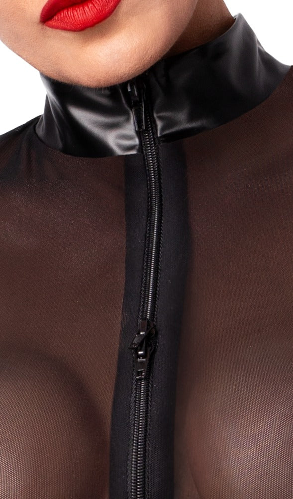 Noir Body Rings S - Body Negro Manga Larga con Anillos Decorativos
