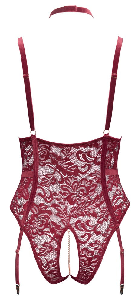 Body sin entrepierna Cottelli Curves encaje rojo 3XL