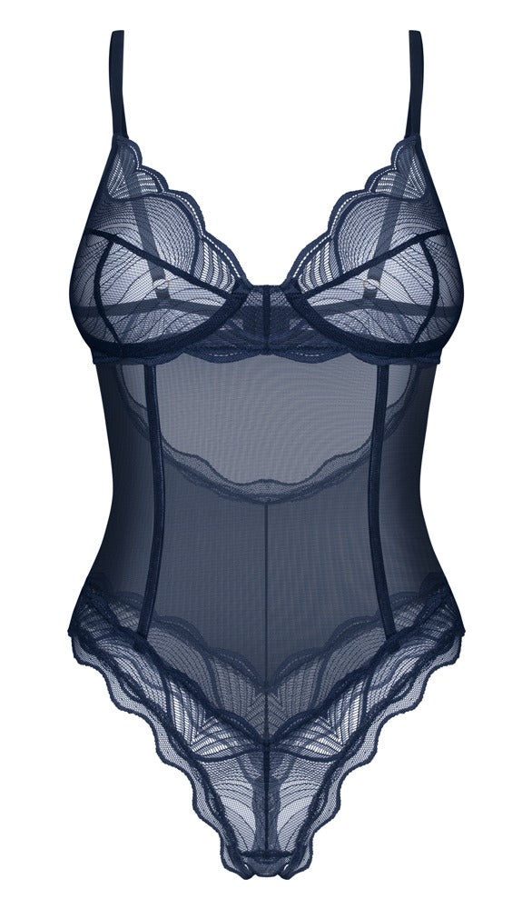Body Transparente Nightly Blue Obsessive - Encaje Elegante XS/S