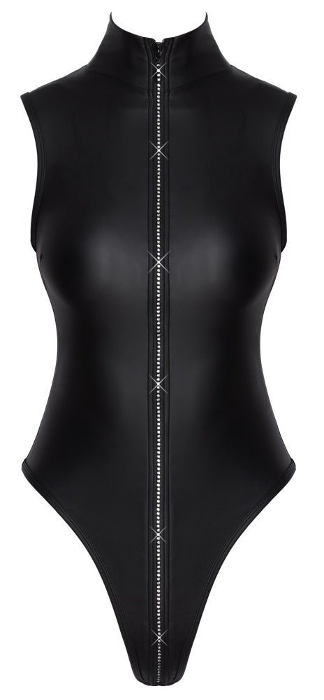 Body Rhinestone Zip S - Cottelli PARTY Negro Mate con Cremallera Strass