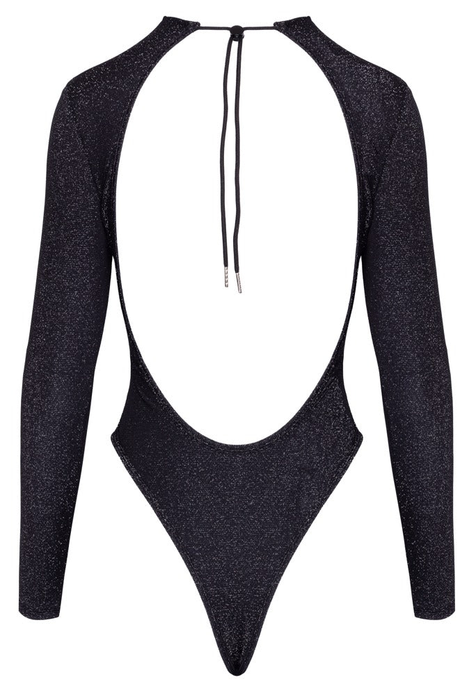 Body Glitter L Cottelli PARTY - Brillante Plateado con Abertura en Espalda