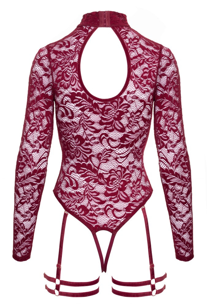 Body Open Cup Red M - Encaje Elástico con Detalles Decorativos