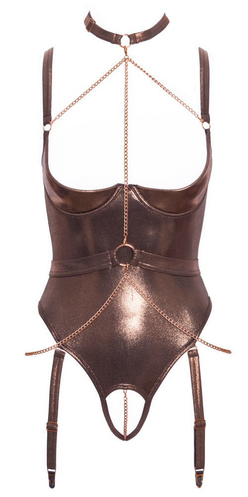 Shelf Bra Body Abierta Fina - Diseño Dorado Bronce Talla M