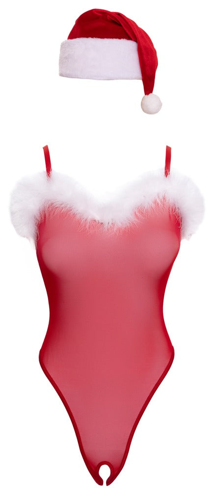 Body Navideño Cottelli Lingerie con Gorro S/M - Powernet Rojo