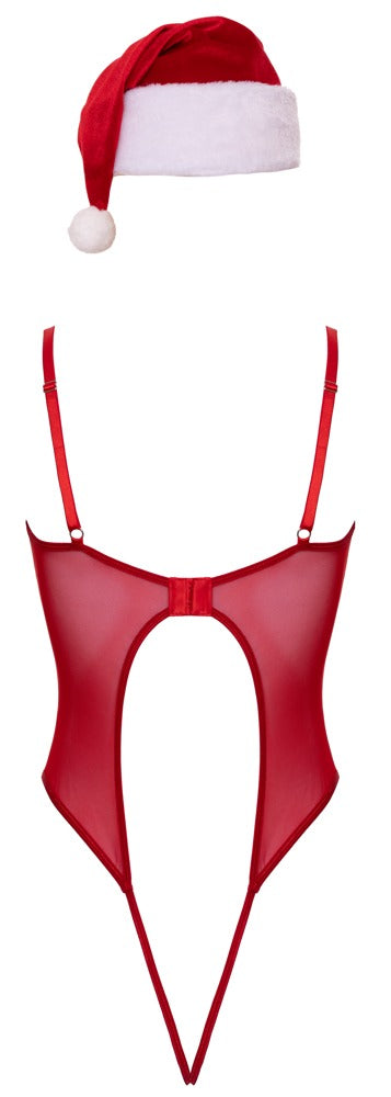 Body Navideño Cottelli Lingerie con Gorro S/M - Powernet Rojo