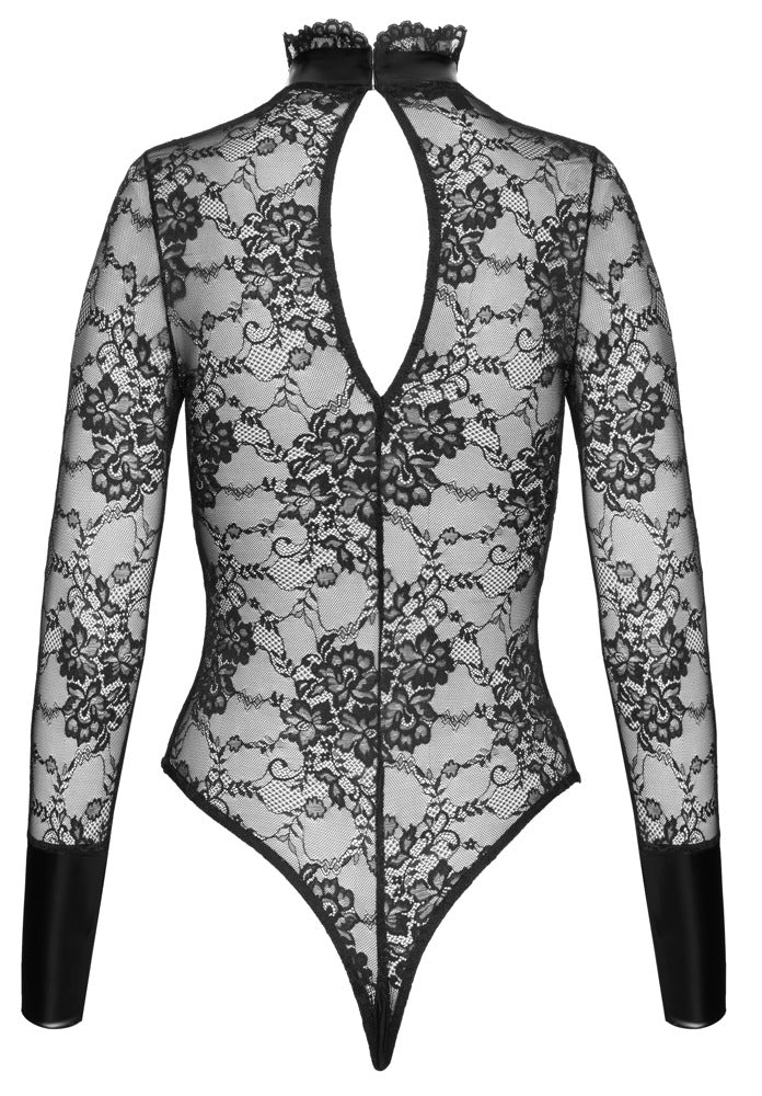 Noir Body Collar XL - Body de Encaje Floral con Cuello Alto