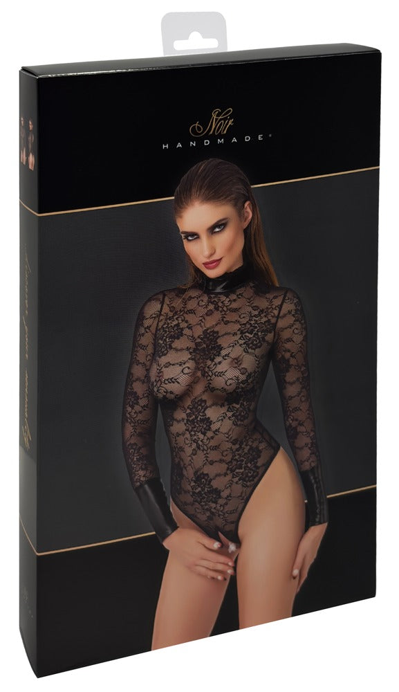 Noir Body Collar XL - Body de Encaje Floral con Cuello Alto
