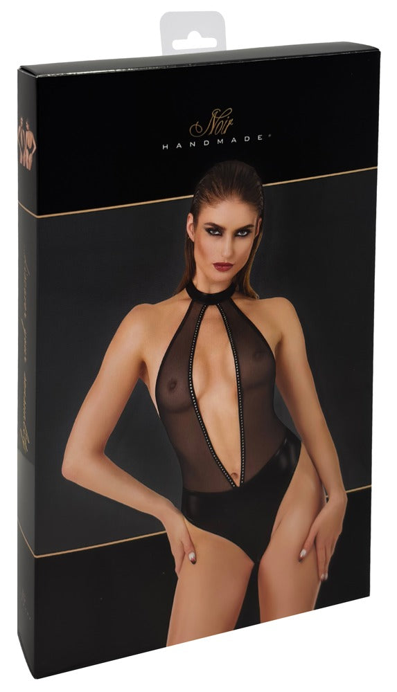Noir Body Rhinestones M - Body de String Negro con Piedras Brillantes