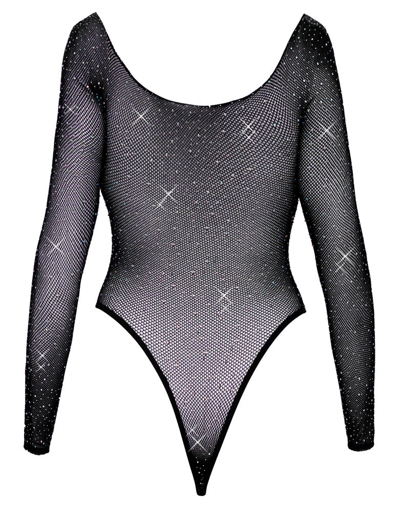 Body Glitter Fantasy S-L Negro Malla Strass