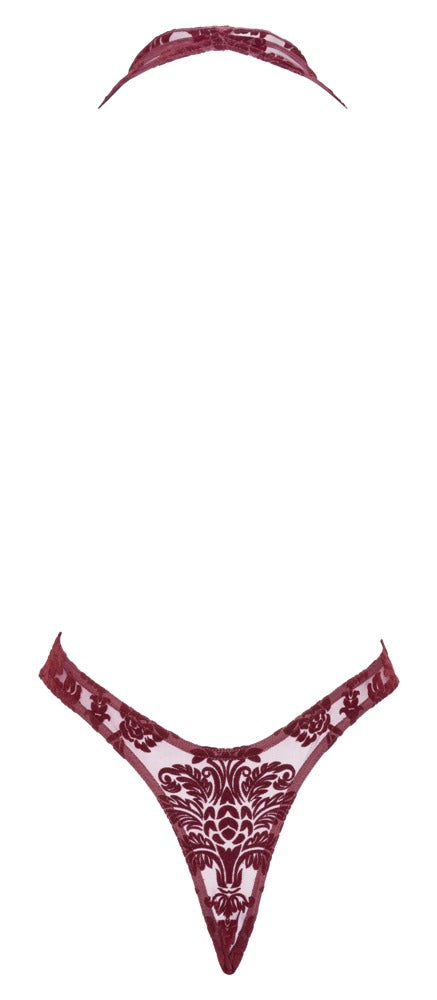 Noir Body Red L - Body Transparente con Detalles de Flocado