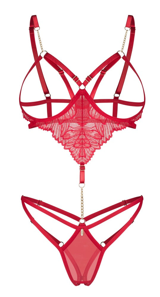 Body Rojo sin Entrepierna Obsessive - Talla L/XL