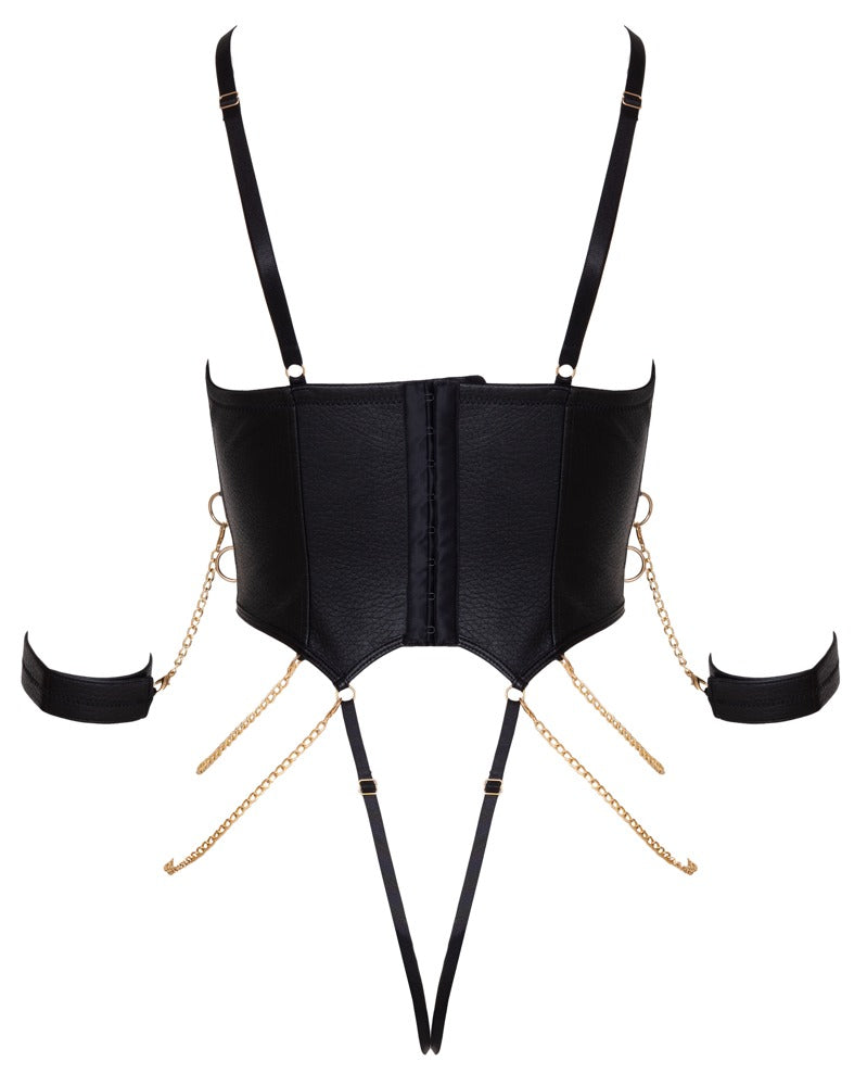 Body Bondage M Cottelli - Piel Sintética Negra con Accesorios Dorados
