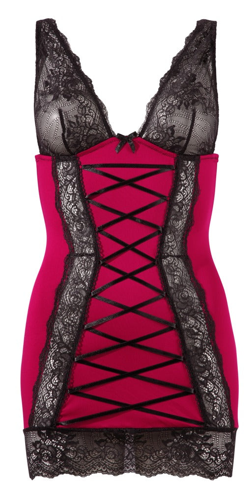 Chemise Cottelli Lingerie XL - Vestido Lencero Rojo con Encaje Negro