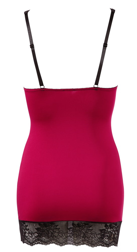 Chemise Cottelli Lingerie XL - Vestido Lencero Rojo con Encaje Negro