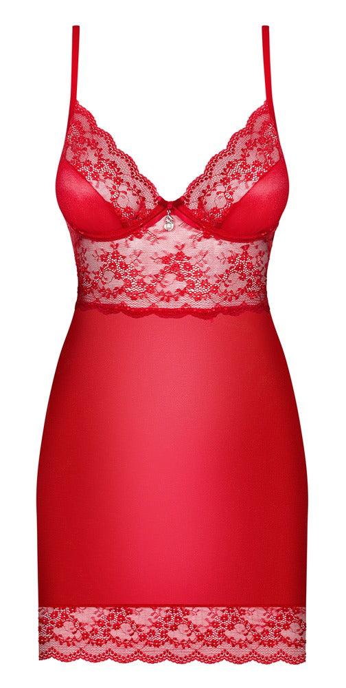 Obsessive Dress L/XL - Vestido Lencero Rojo con Encaje