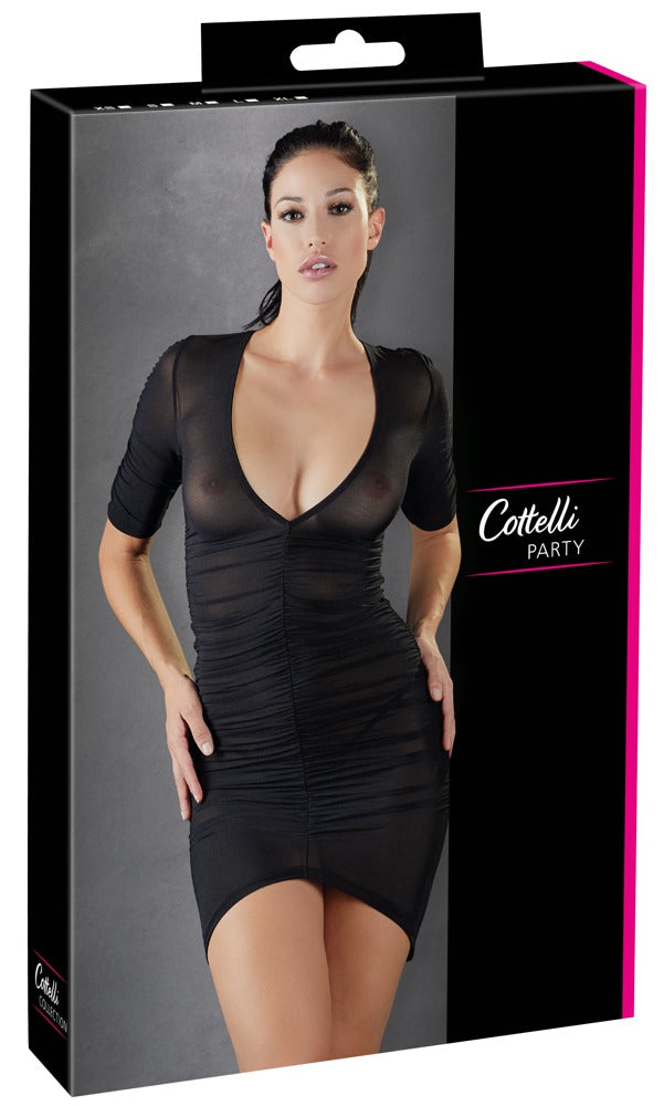 Dress Ruffles XL Cottelli PARTY - Minivestido Negro Fruncido