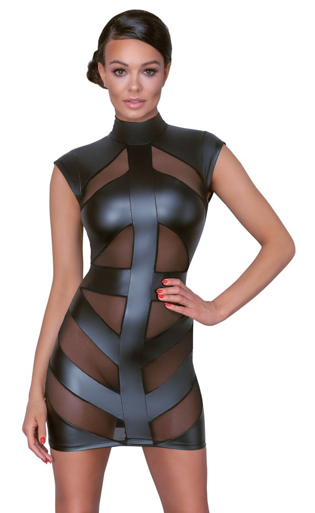 Vestido Fiesta XL Cottelli PARTY Negro Entallado con Powernet