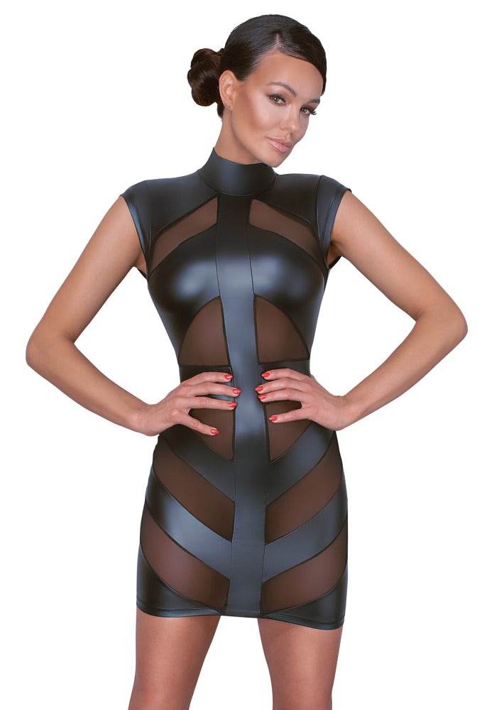 Vestido Fiesta XL Cottelli PARTY Negro Entallado con Powernet