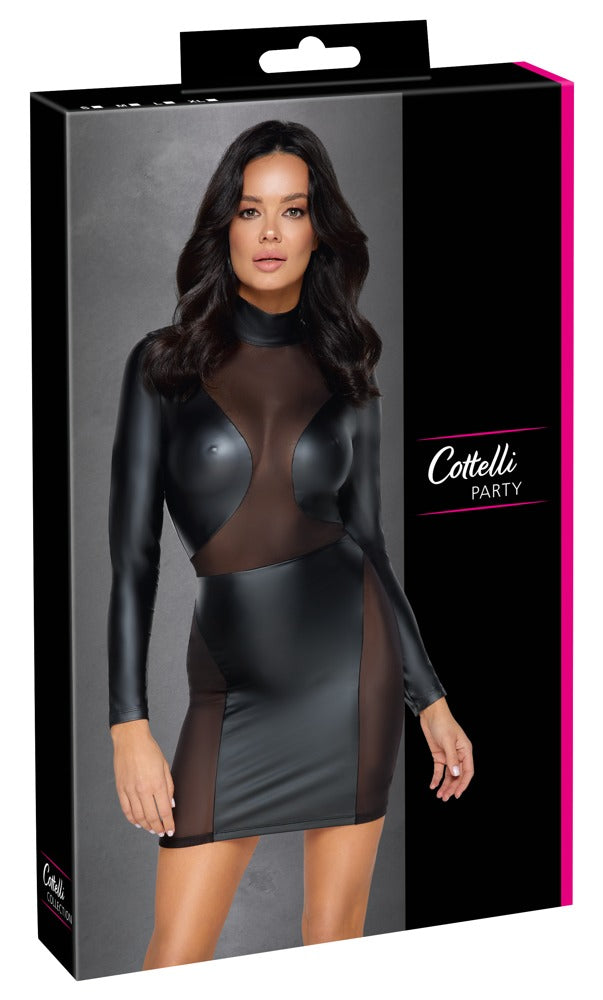 Vestido Fiesta Manga Larga Cottelli PARTY - Diseño Negro Sofisticado