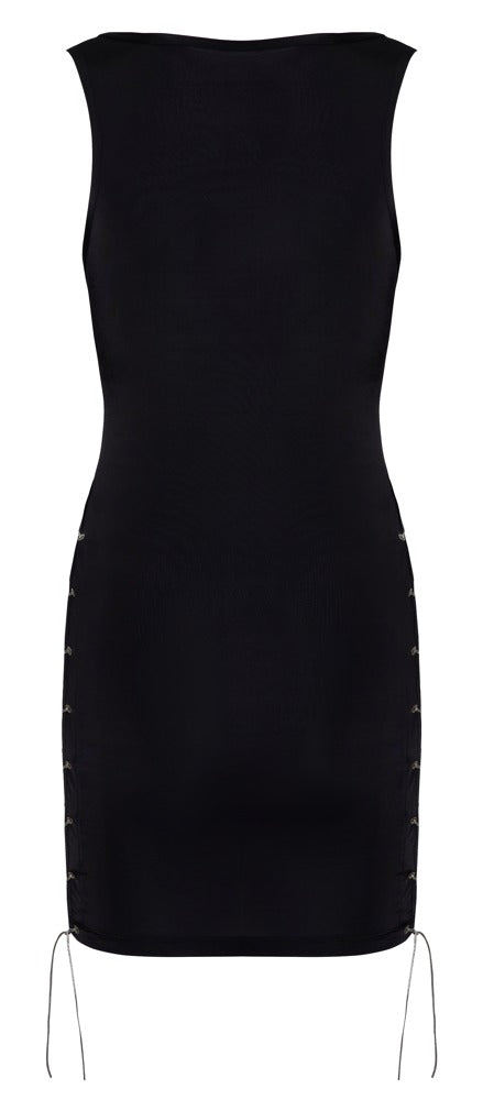 Dress Lacing S Negro - Vestido Fiesta Ajustado con Cordones