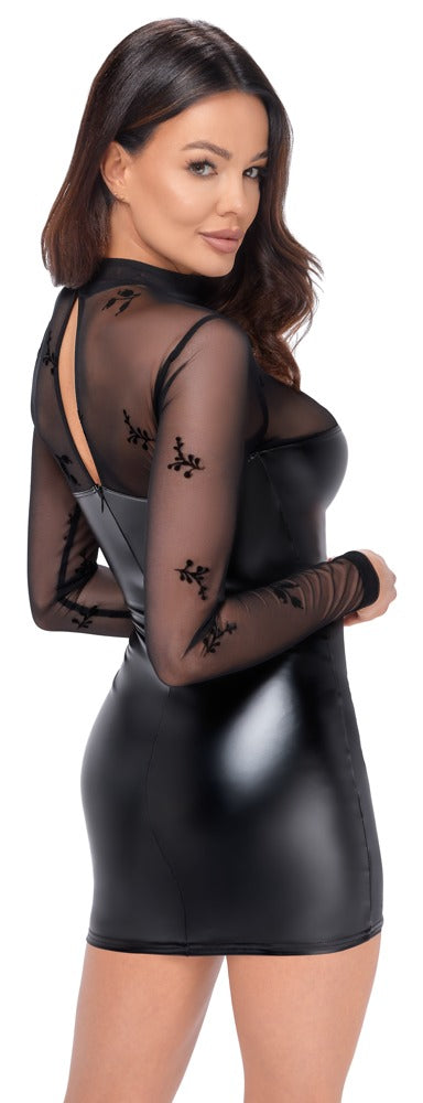 Dress Flock M Noir - Vestido Corto Elegante con Tul y Efecto Powerwet