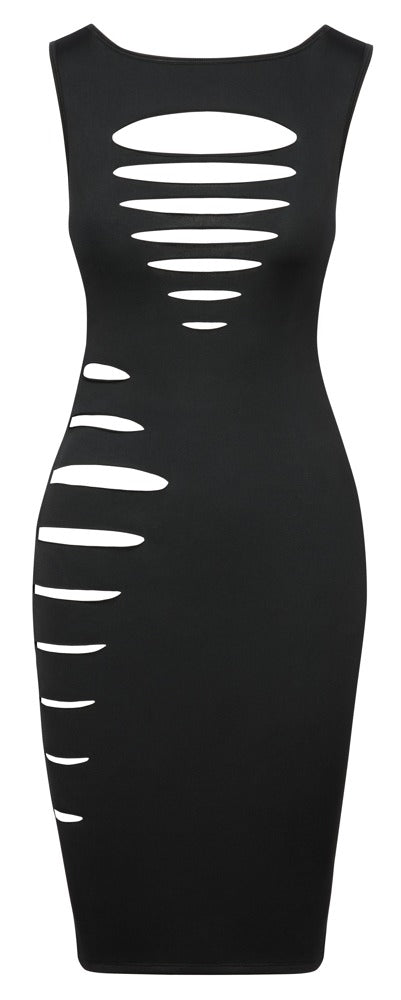 Dress Cuts BW M - Vestido Negro Transparente con Recortes Cottelli PARTY