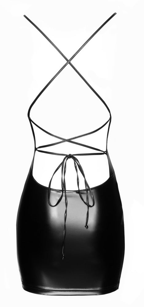 Noir Mini Dress XL - Vestido Corto Ajustado con Efecto Mojado