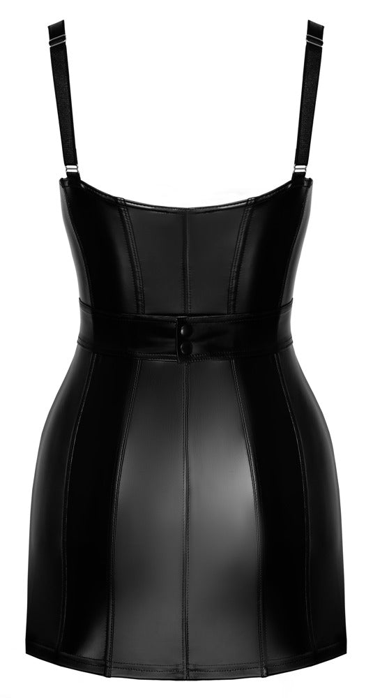 Noir Dress Ring M - Vestido Negro Ajustado con Cremallera Frontal