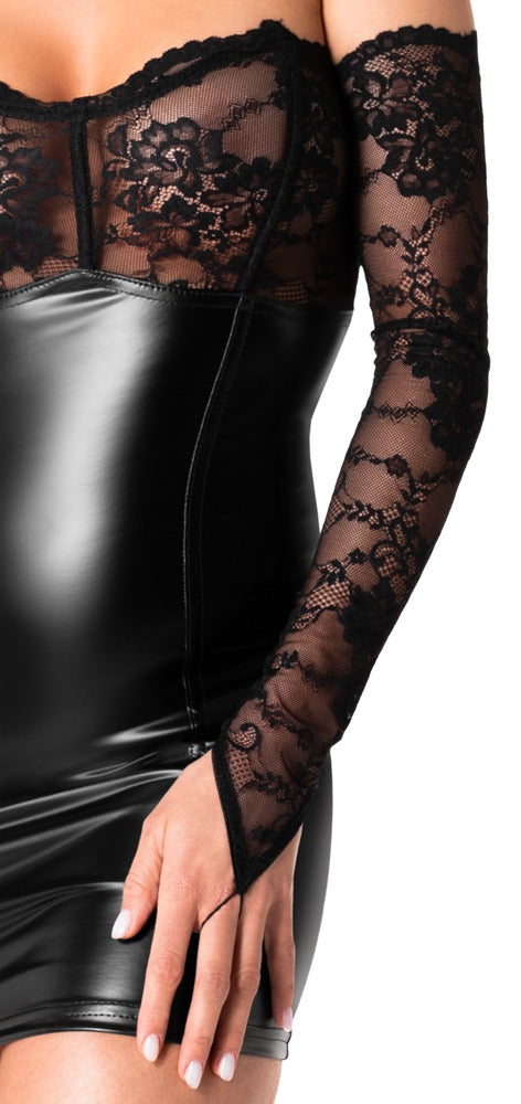 Noir Dress Arm Gauntlets XL - Minivestido Tubo Powerwet con Guanteletes de Encaje