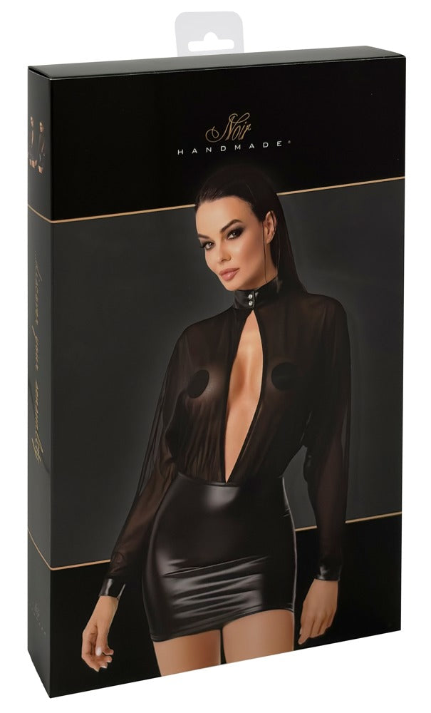 Noir Dress Tulle M - Minivestido Negro Elegante con Tul y Powerwetlook