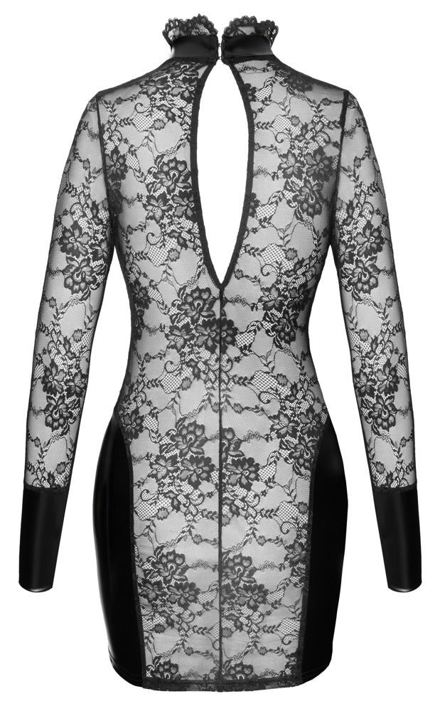 Noir Dress Collar M - Minivestido de Encaje Negro con Powerwetlook