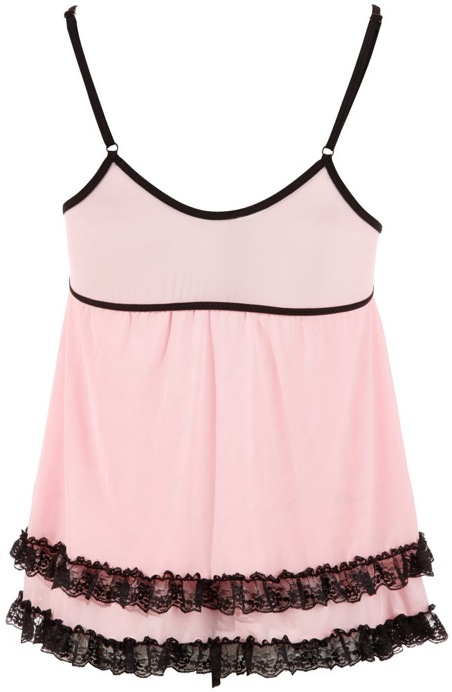 Babydoll Rosa 2XL Cottelli Lingerie - Encaje Negro
