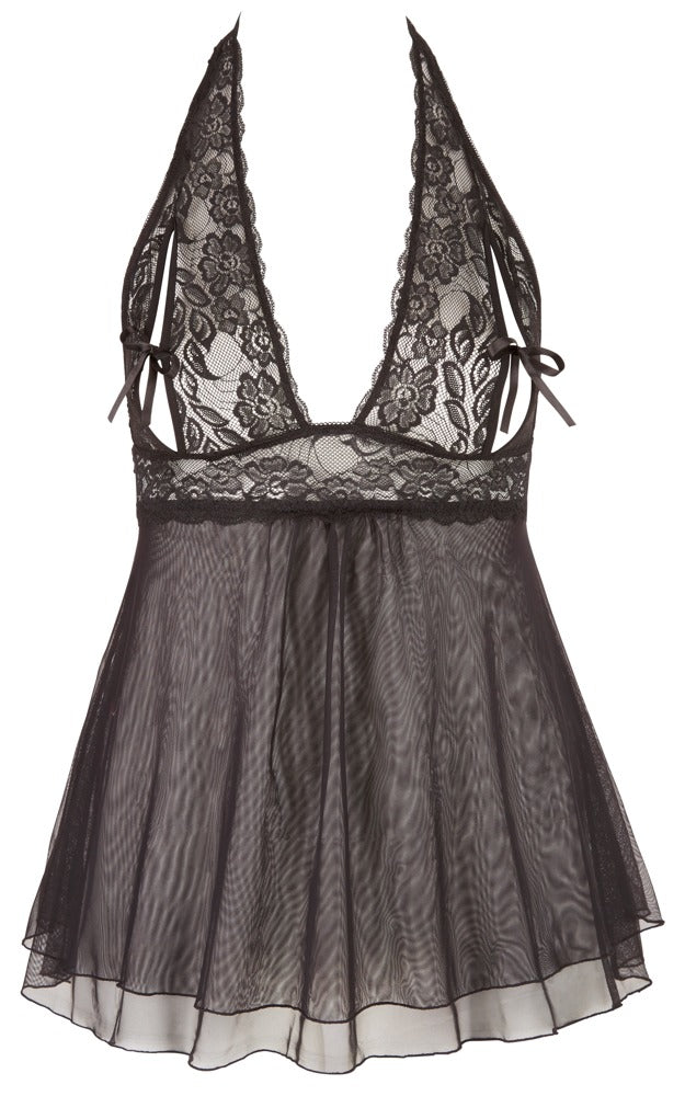 Lace Babydoll XL Negro Cottelli Curves - Encaje Transparente