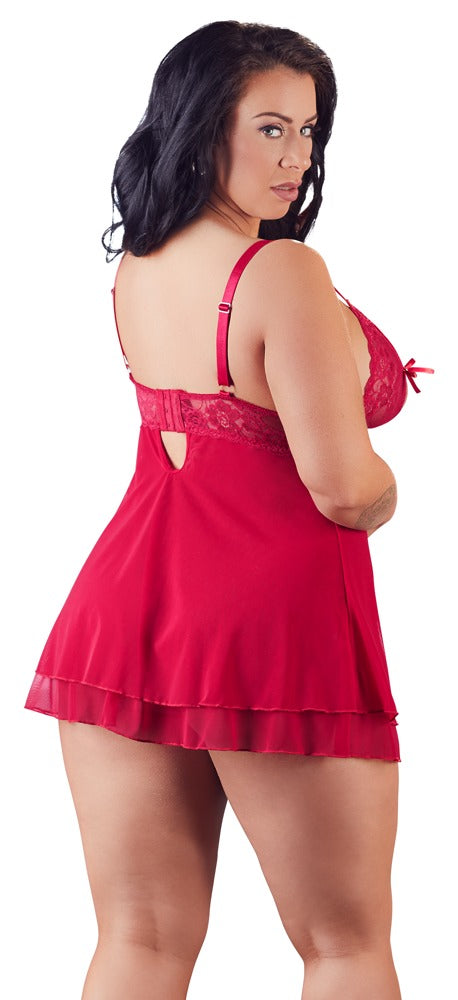 Babydoll Red 4XL Cottelli Curves - Encaje y Powernet