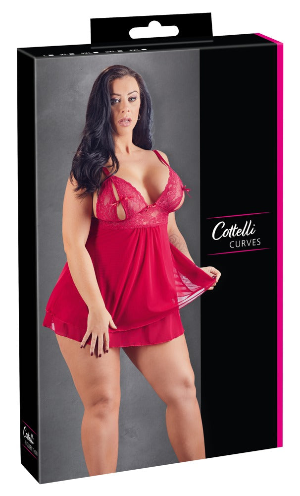 Babydoll Red 4XL Cottelli Curves - Encaje y Powernet