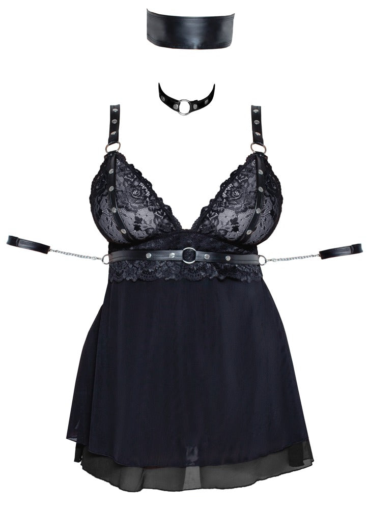 Babydoll Bondage 2XL Cottelli - Conjunto Encaje y Powernet