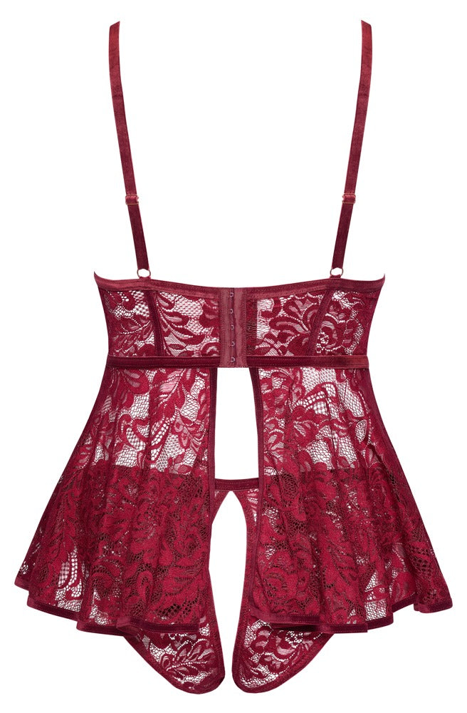 Babydoll Rojo Encaje y Terciopelo Talla 2XL - Cottelli Curves