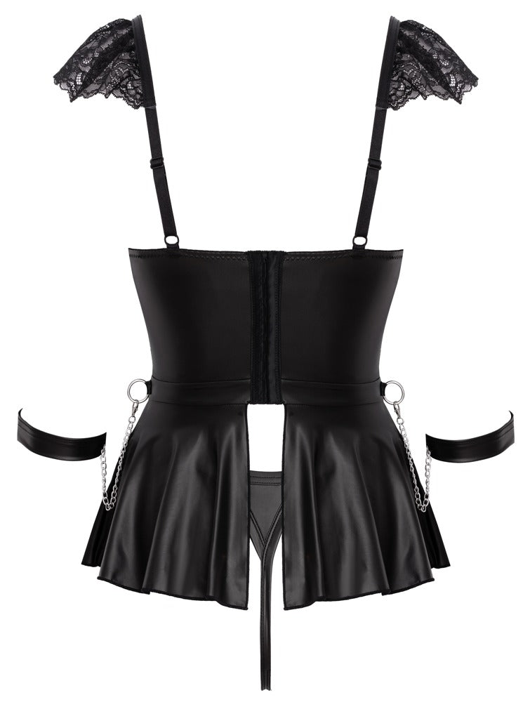 Babydoll Bondage L Negro Cottelli - Conjunto Encaje con Accesorios