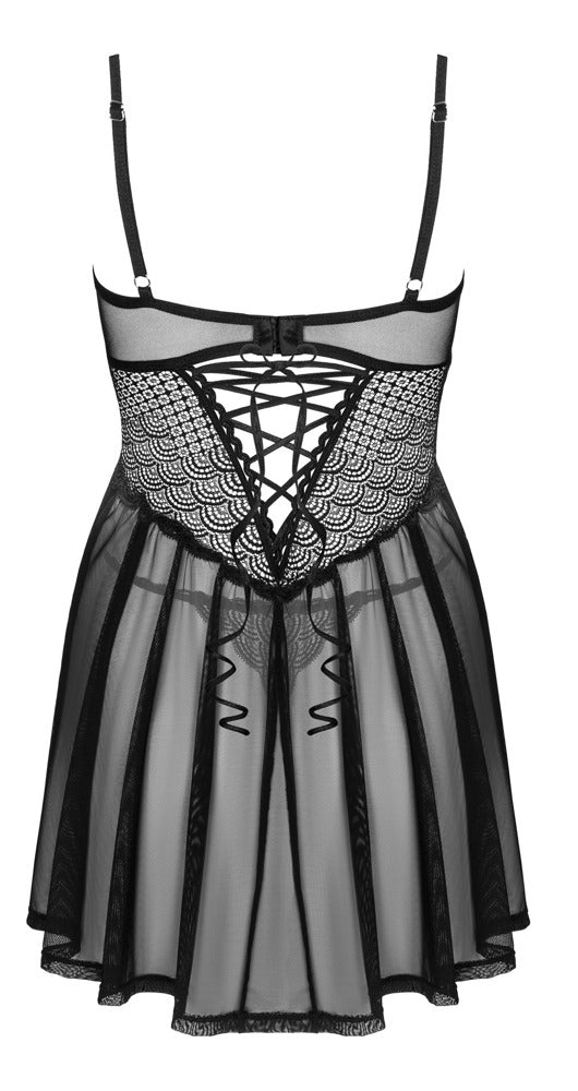 OBS Babydoll XS/S Obsessive - Conjunto Seductor Negro Transparente