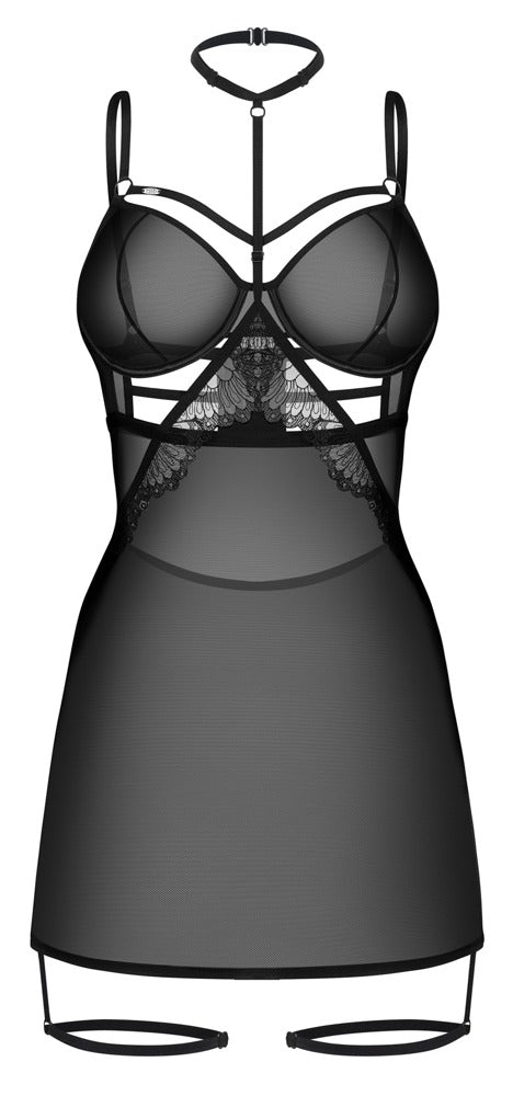 OBS Chemise Obsessive 2XL/3XL - Camisón Sensual en Powernet Negro